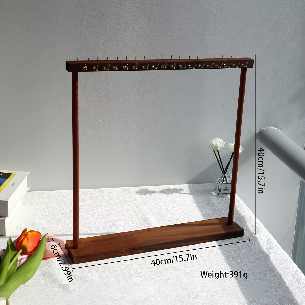 Solid Wood Double-Row Hook Jewellery Display Stand